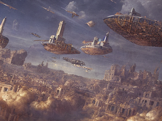 #AI创作实验室#飞空艇在古代城市上空飞翔