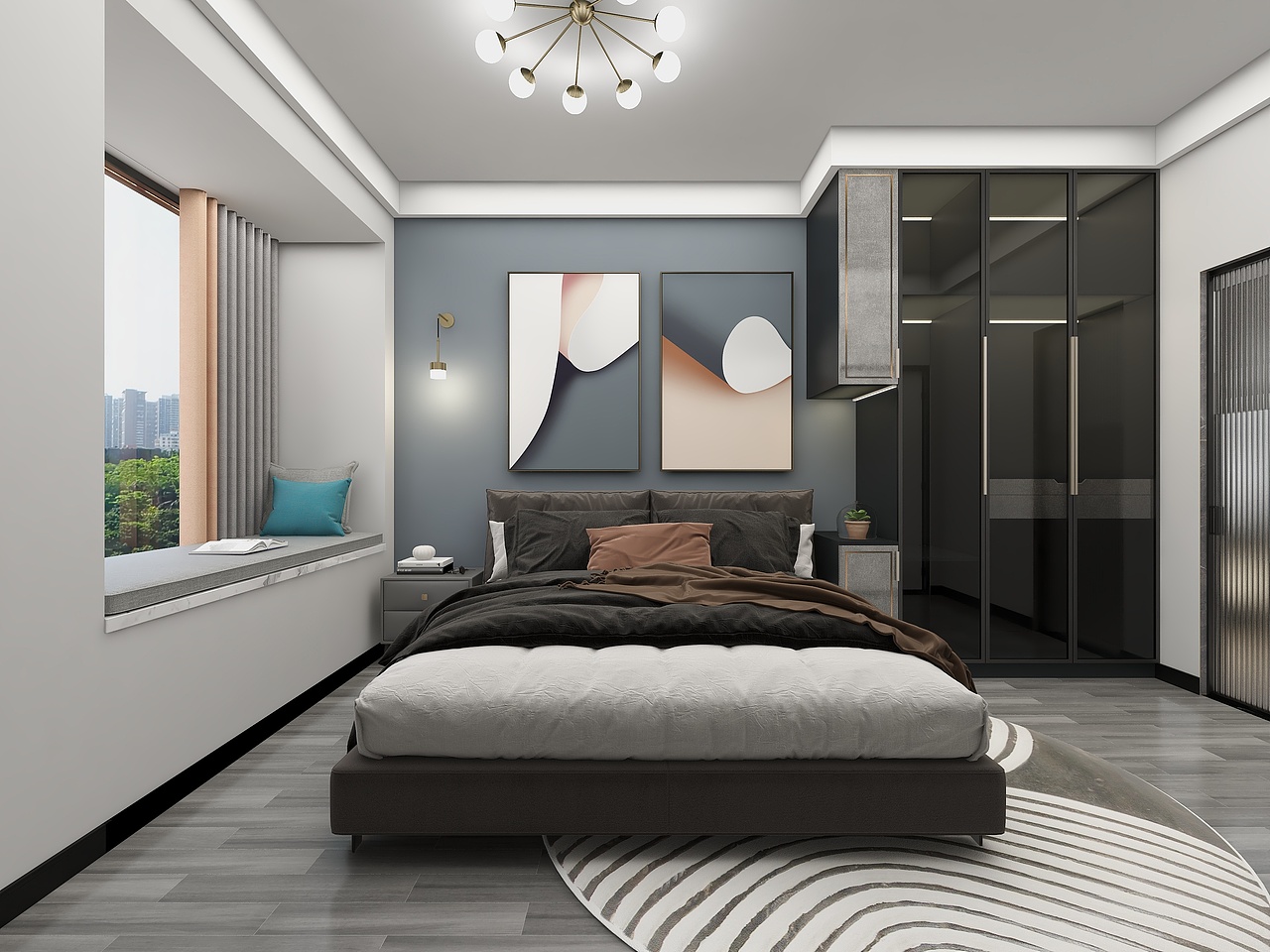 四川成都华汇天地(100平方现代轻奢三居室)