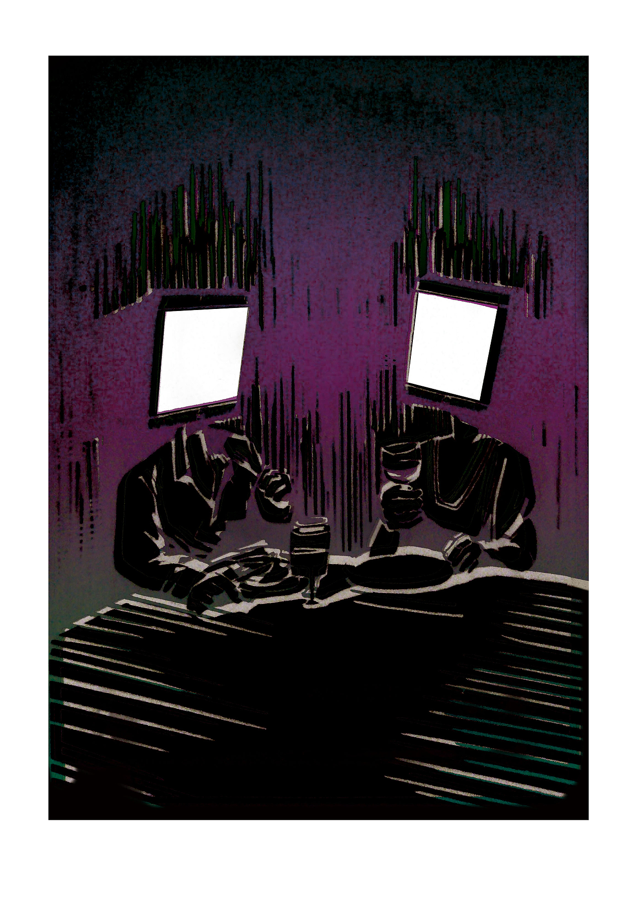 沉默对话（图ZMzQ2MzcyMzY=） - 商业插画 - 站酷设计师任老翠原创素材 - 站酷ZCOOL