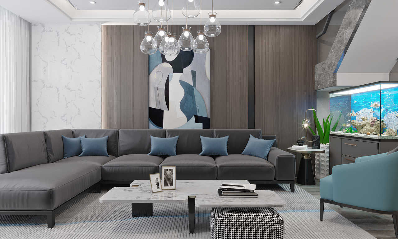 现代风格客餐厅卧室（图ZMTc2Mzg3MjQw） - 家装设计 - 站酷设计师吋心原创素材 - 站酷ZCOOL