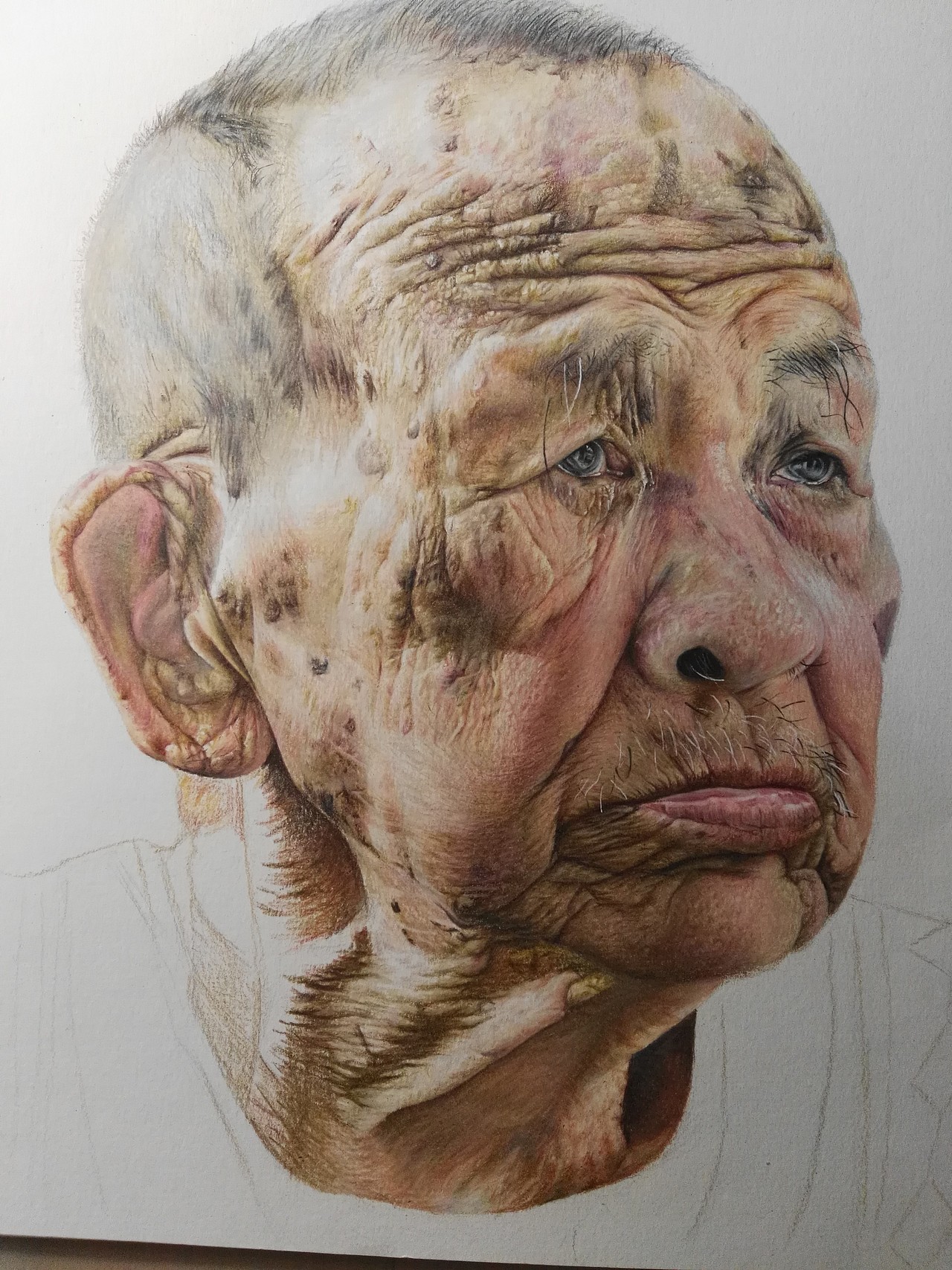 写实彩铅作品《爷爷》（图ZNzkyMTc3MjA=） - 绘画 - 站酷设计师浩轩手绘原创素材 - 站酷ZCOOL