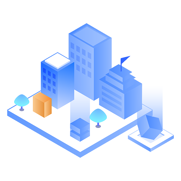 2.5d蓝色科技png插画设计