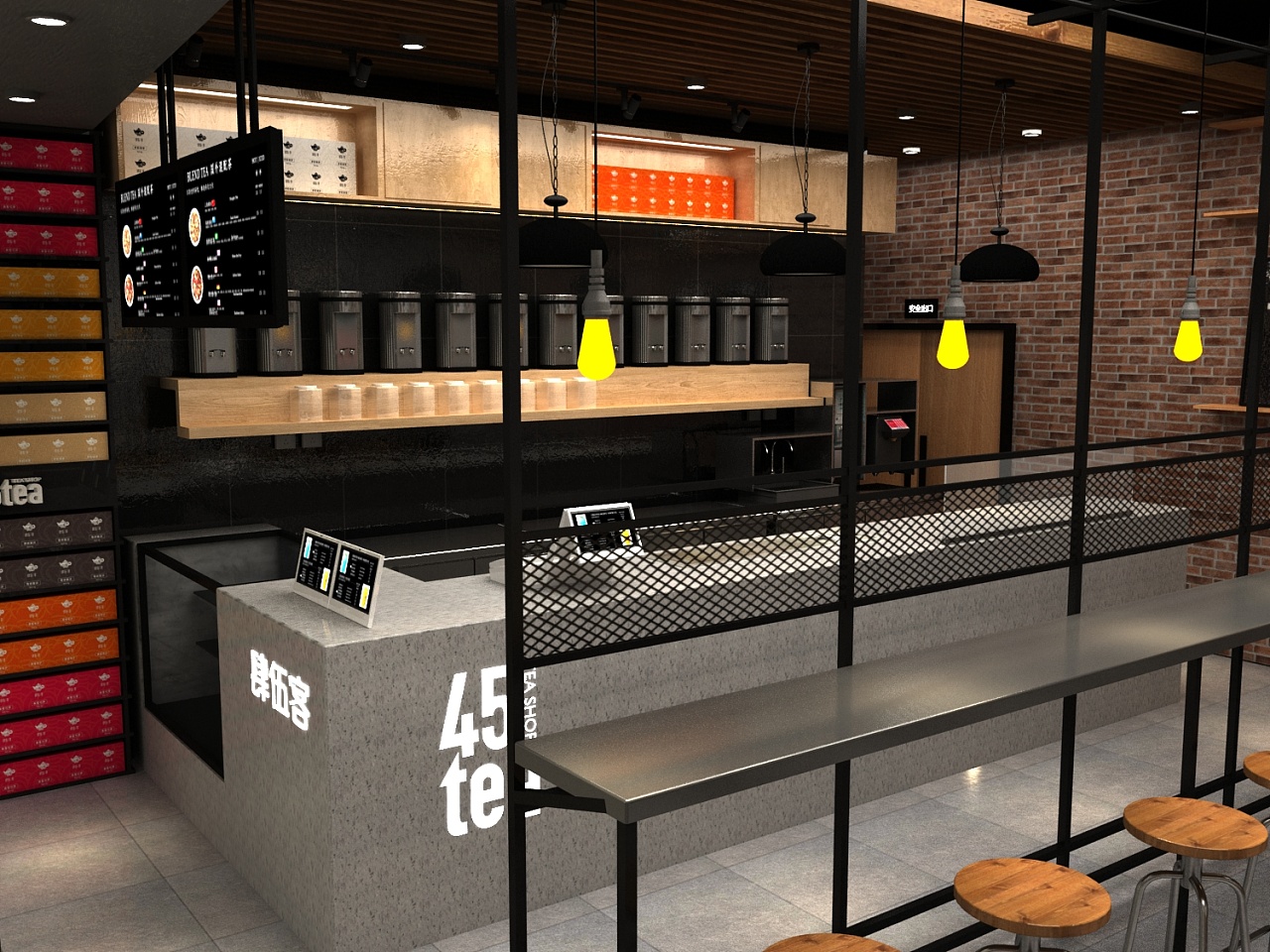 45tea-茶饮店中店|空间|家装设计|nicole_空间设计 - 原创作品 - 站酷