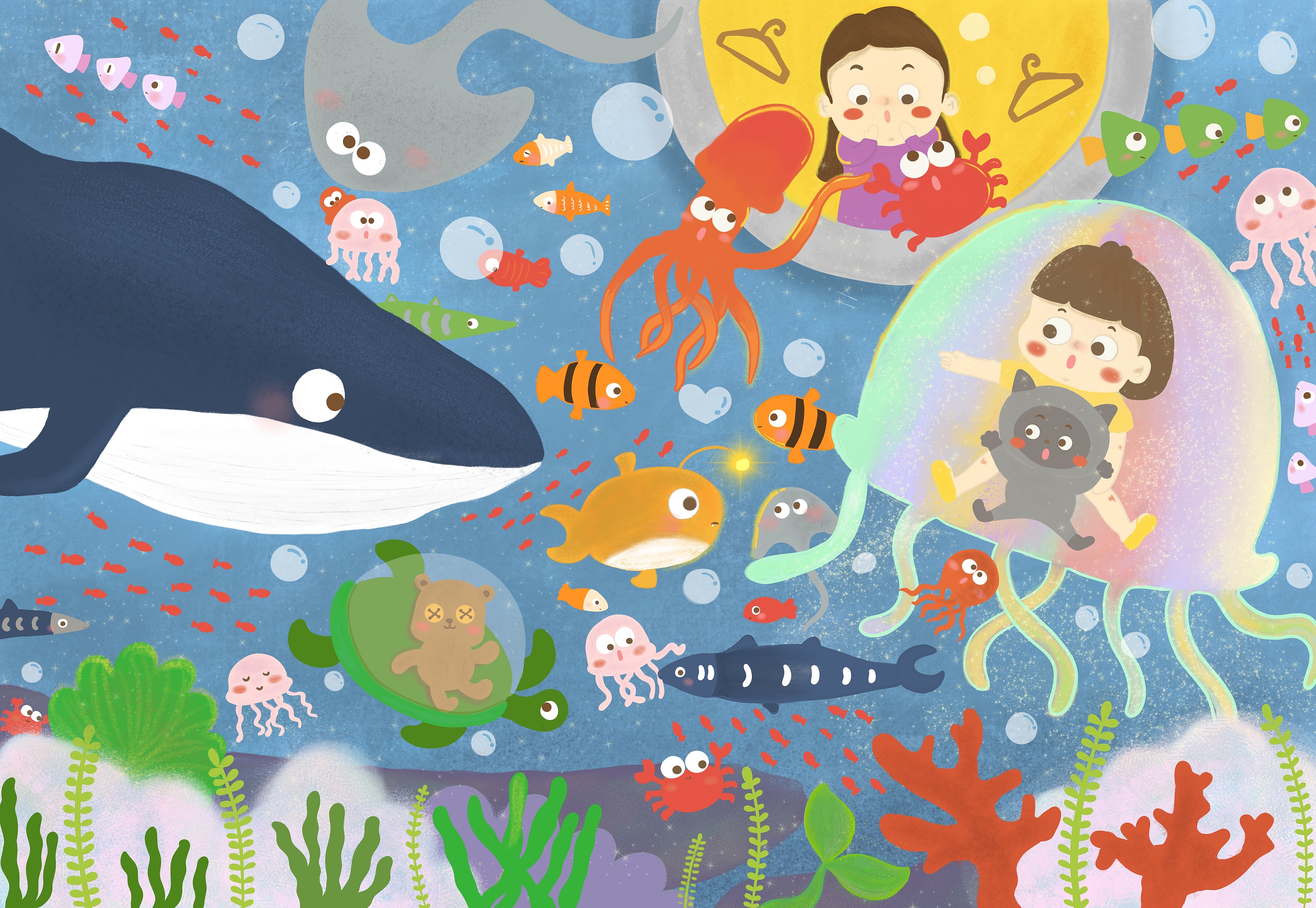 洗衣机里の神秘海底世界|插画|儿童插画|tritri33 - 原创作品 - 站酷