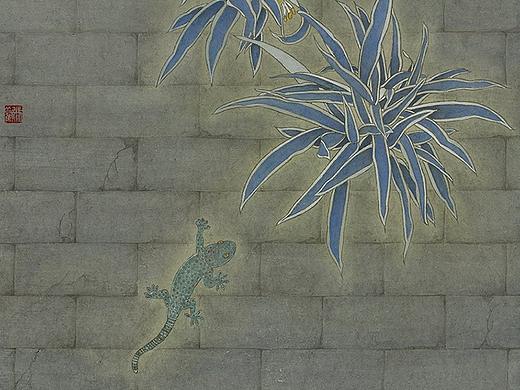 工笔国画《漫步》