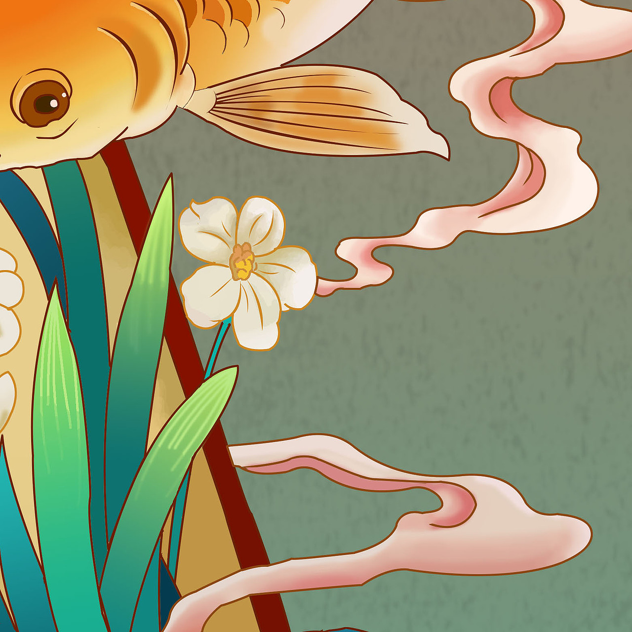 琵琶锦鲤|插画|创作习作|铁铁铁6_临摹作品-站酷zcool