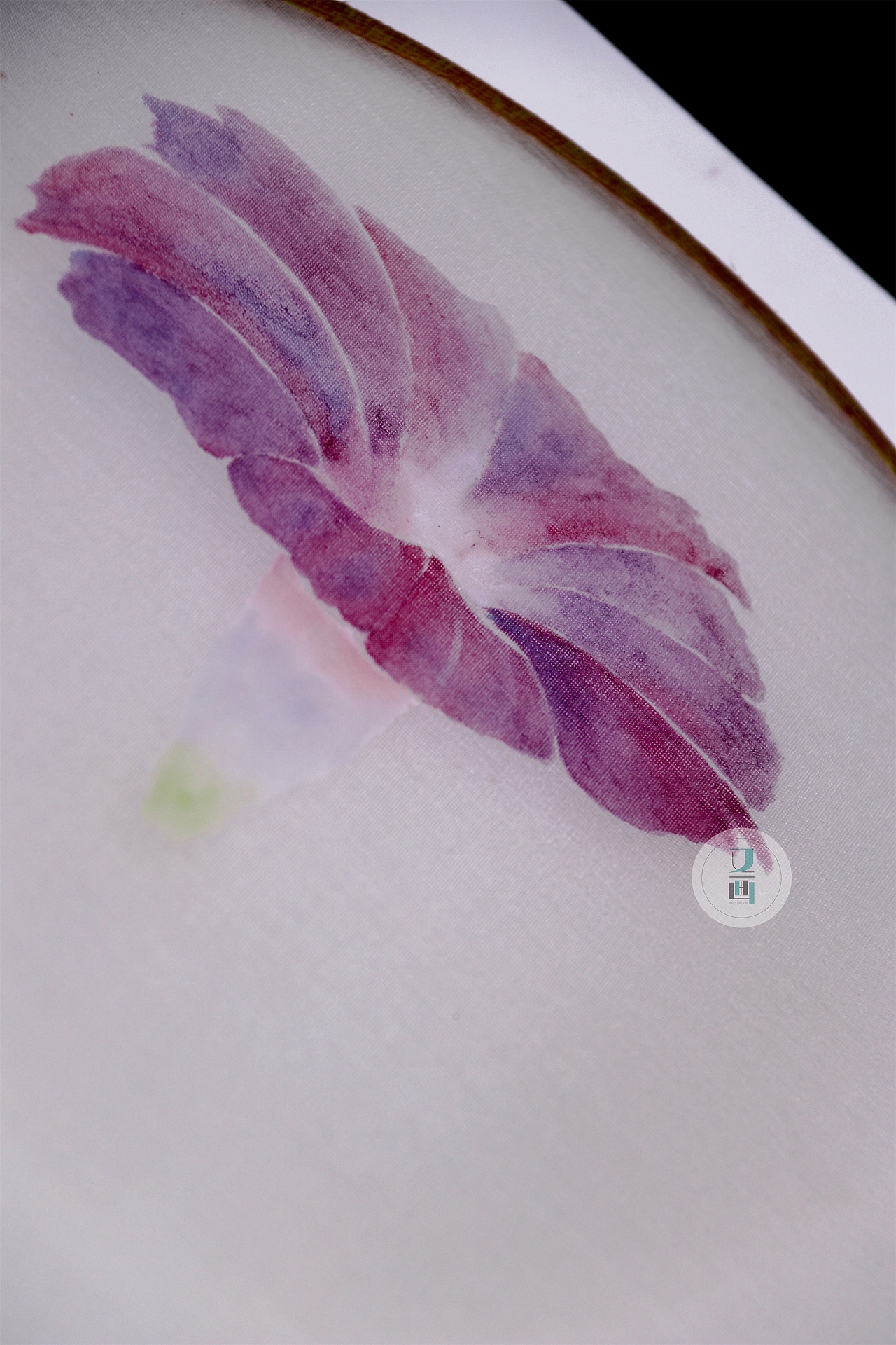 国画圆形扇面牵牛花