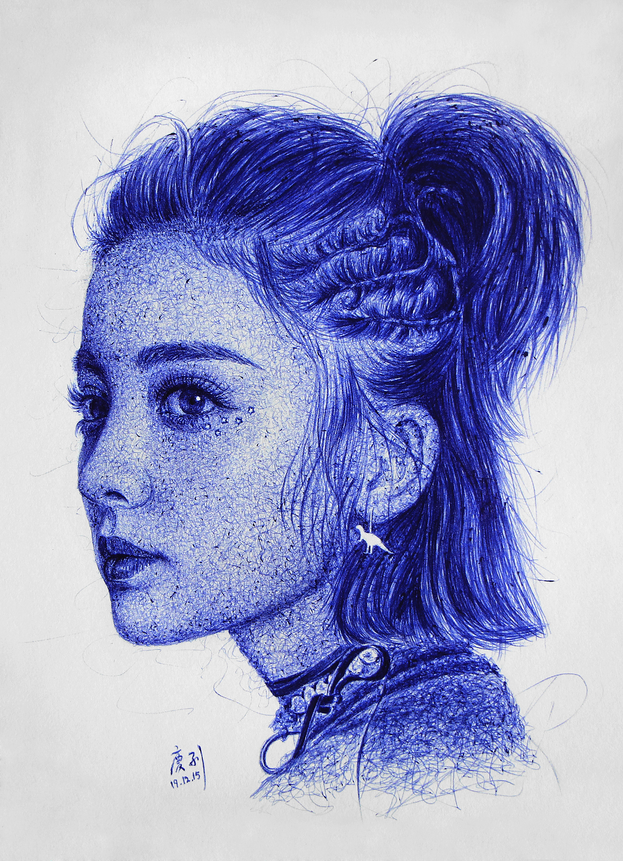 圆珠笔画 古力娜扎