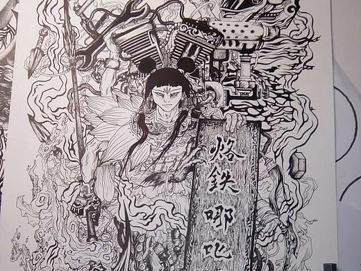 原创~给一位喜欢哪吒的大兄弟画的（个人主页-ZMzYwOTQ0MTI=） - 艺术插画 - 站酷设计师二九一枝花原创素材 - 站酷ZCOOL