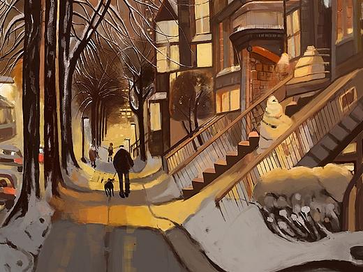 街景插画,打卡2022