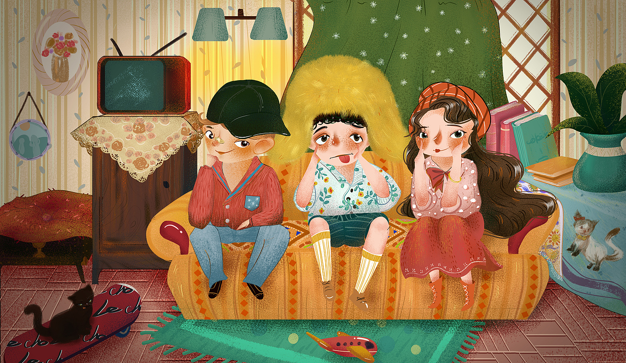 房间三小只（图ZMjA5OTM3MjY4） - 儿童插画 - 站酷设计师给我加个荷包蛋原创素材 - 站酷ZCOOL