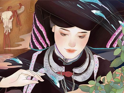 广西壮族中国风插画