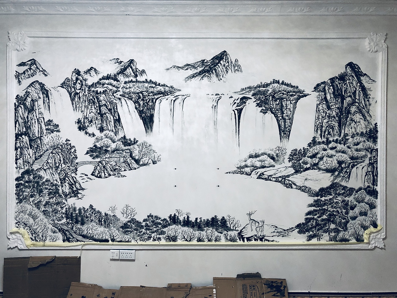 电视背景墙手绘！读读书不认真，画画不好看，继续学习（图ZMTQ2MDU1NDAw） - 绘画 - 站酷设计师画陈原创素材 - 站酷ZCOOL