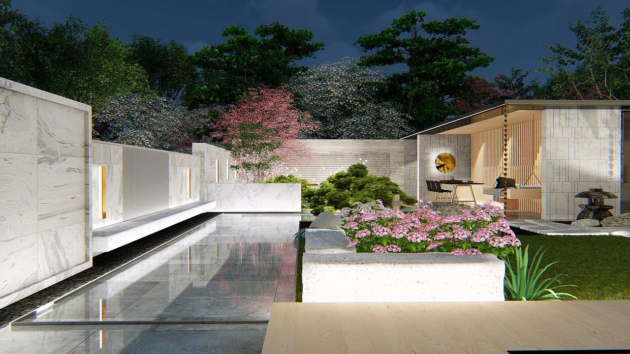 禅意现代花园 夜景（图ZMzIzNjQwNzM2） - 景观设计 - 站酷设计师温澜潮生_ewan原创素材 - 站酷ZCOOL