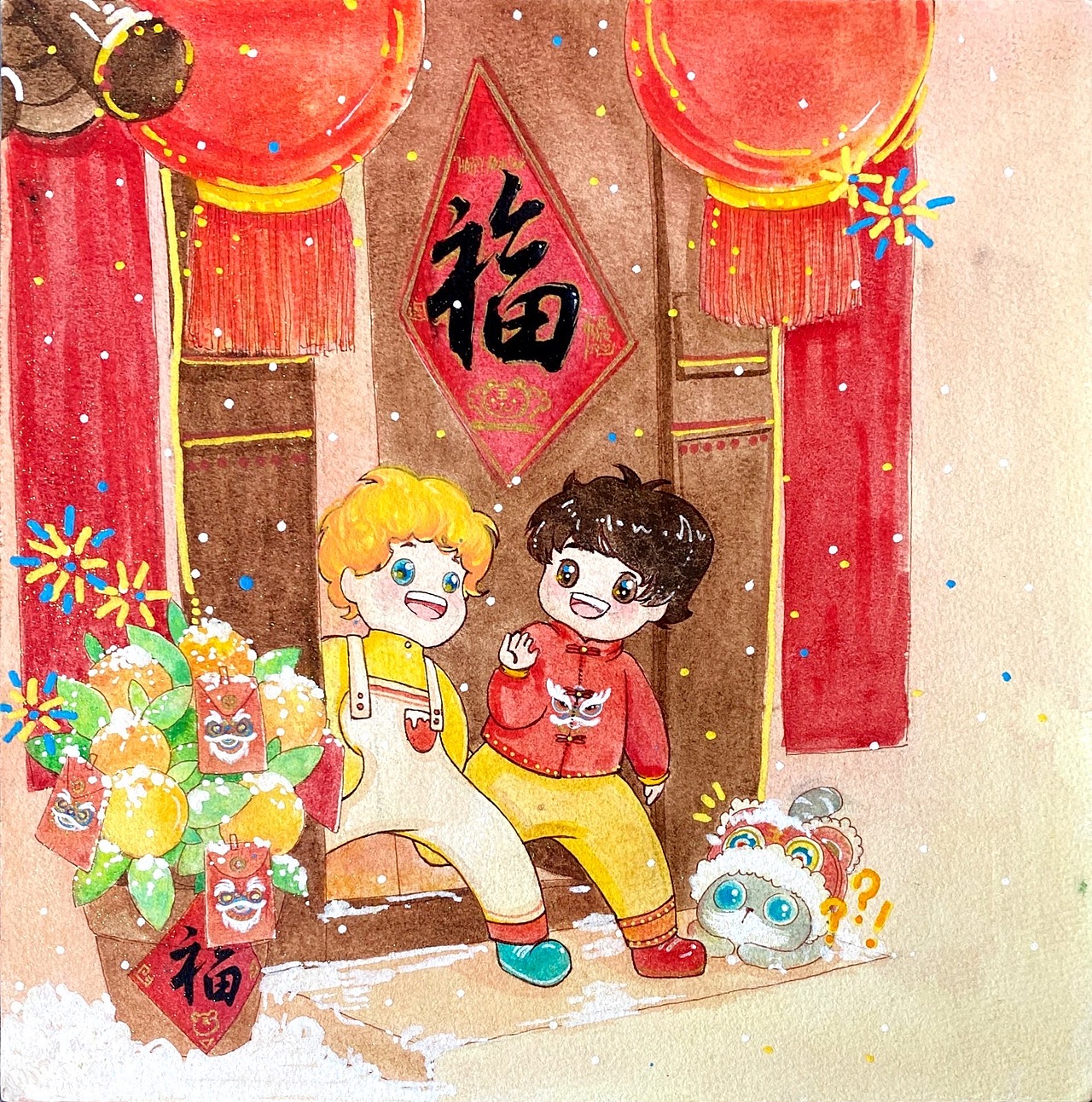 南狮北狮 记录第一次为绘本画的内页（部分分享）