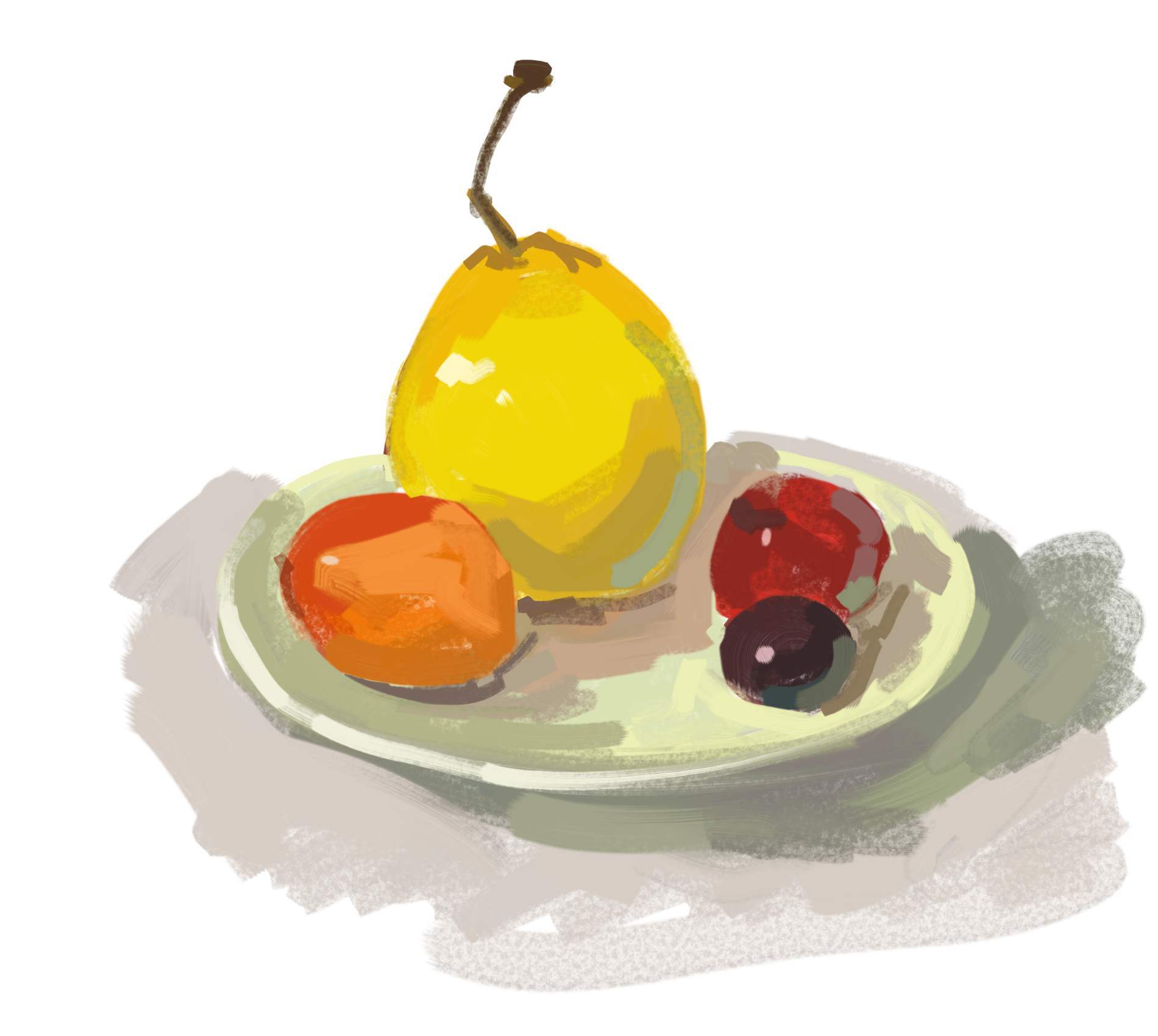 用手绘扳练习画一盘水果