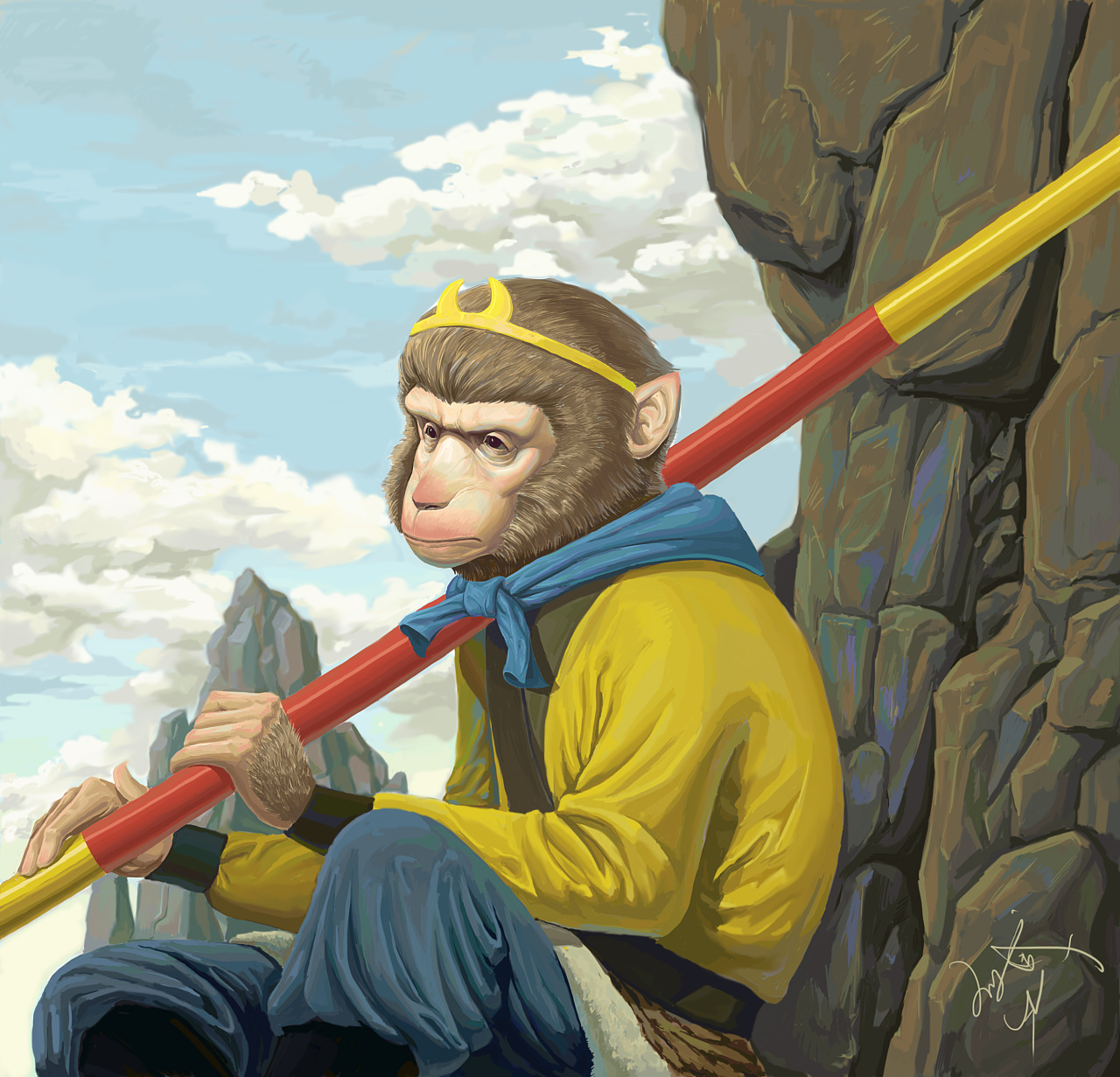 忧郁的悟空|插画|概念设定|野猴子荡空山 - 原创作品 - 站酷 (zcool)