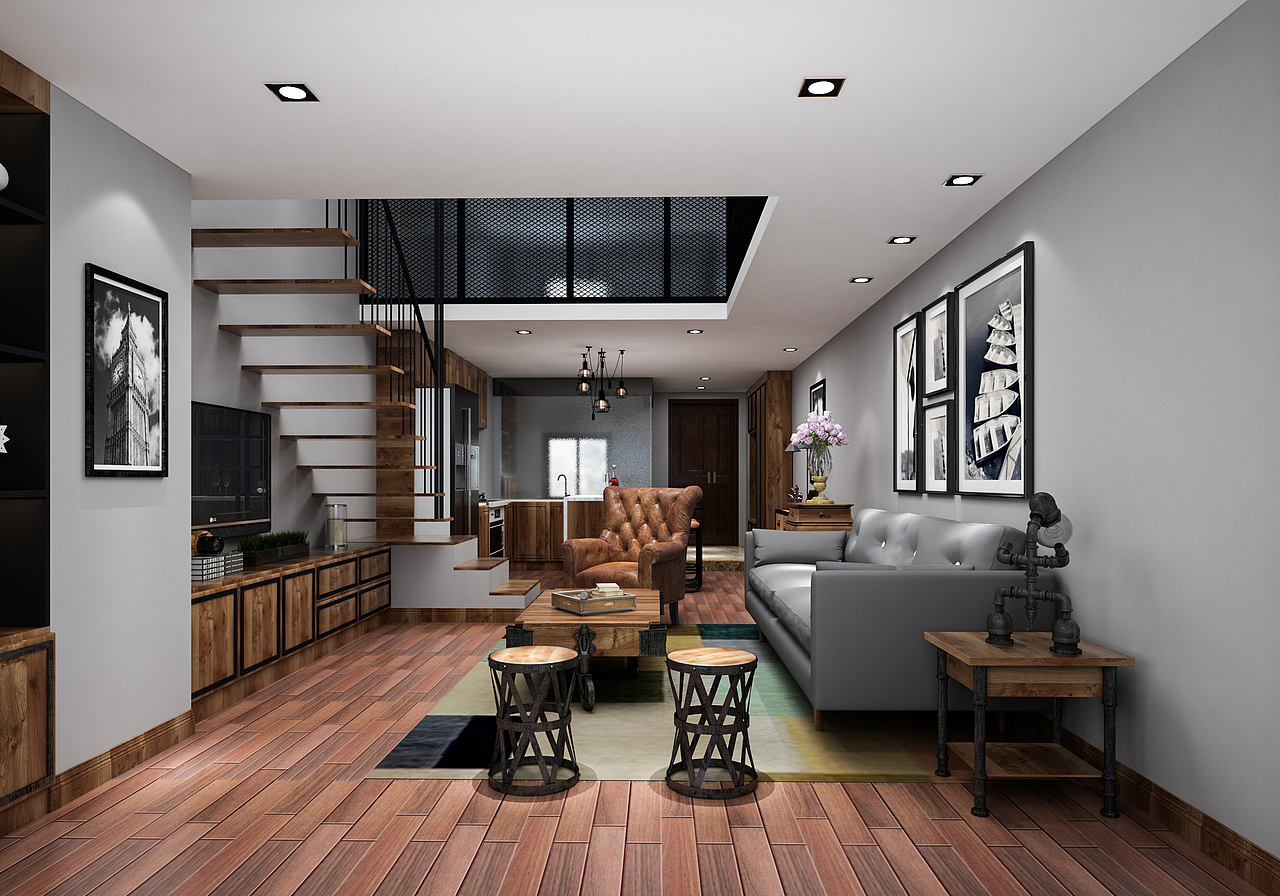 loft单身小公寓（图ZMTM5MDM5Njcy） - 家装设计 - 站酷设计师1992效果图琦琦原创素材 - 站酷ZCOOL