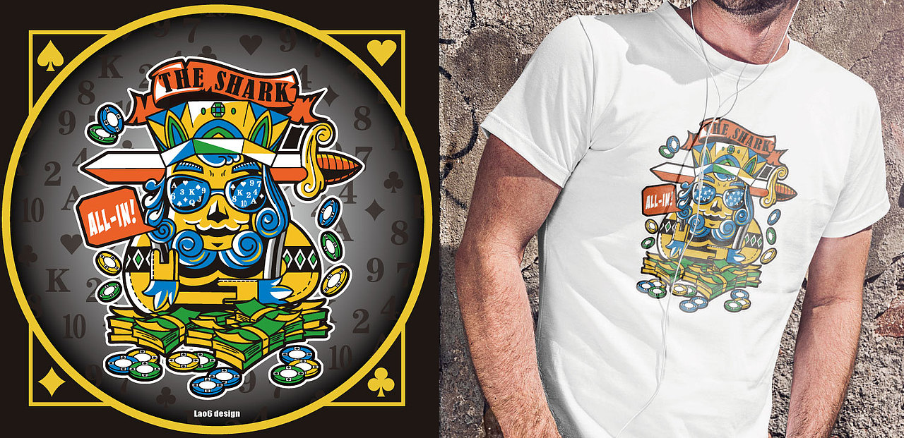WPT世界扑克巡回赛 T恤设计（图ZNjU1MzMxMDA=） - 新锐潮流插画 - 站酷设计师刘老六原创素材 - 站酷ZCOOL