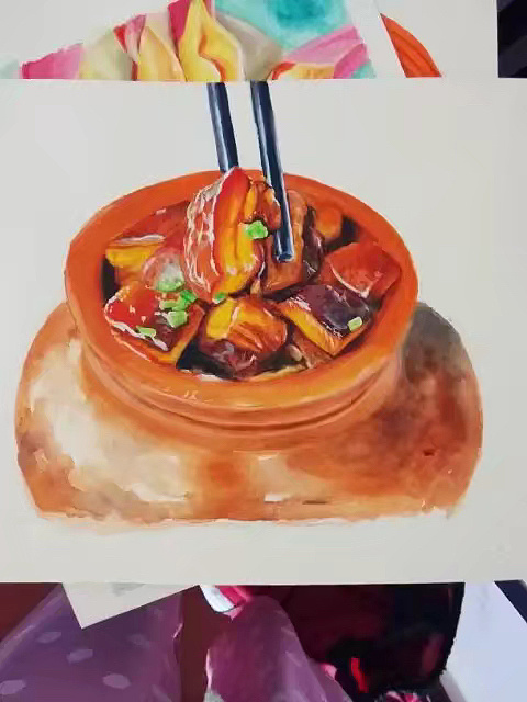 水彩 原创 济南传统美食 坛子肉