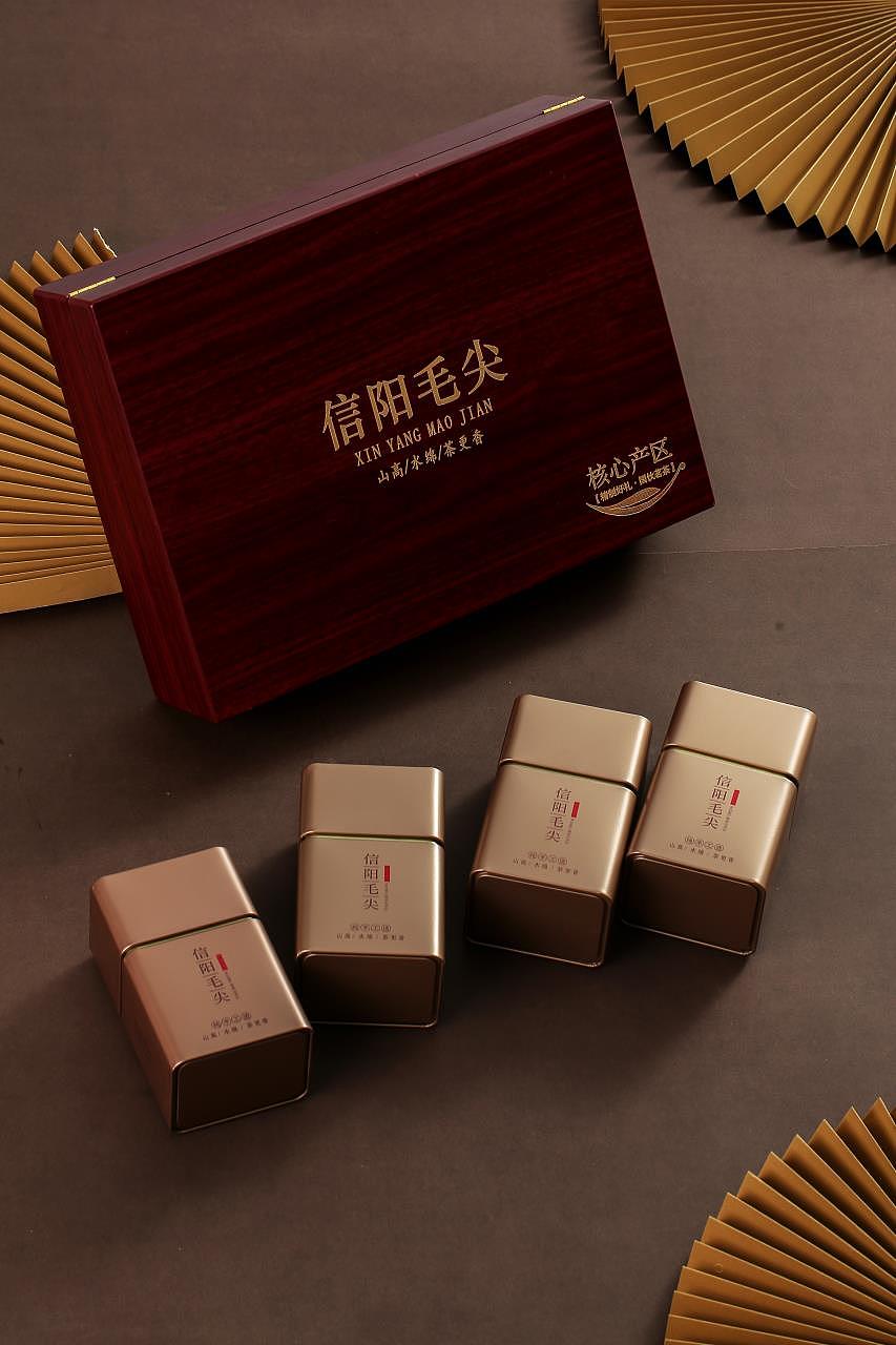 春茶信阳毛尖礼盒木盒产品拍摄