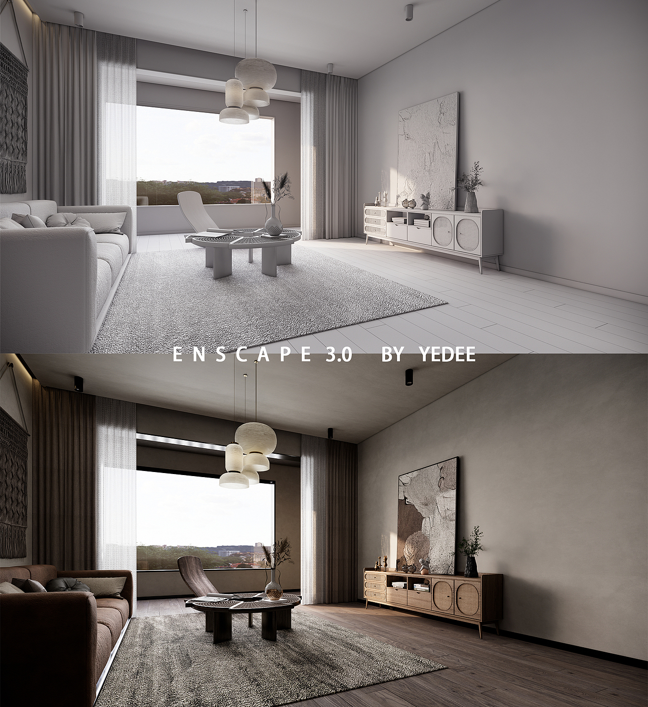 Enscape渲染|侘寂风客厅
