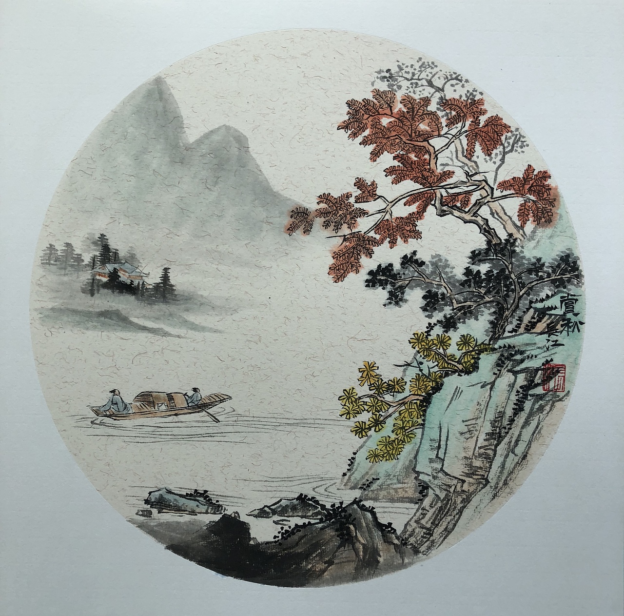 材料是扇面镜片,尺寸38x38,50x50 有生宣,麻纸,熟宣