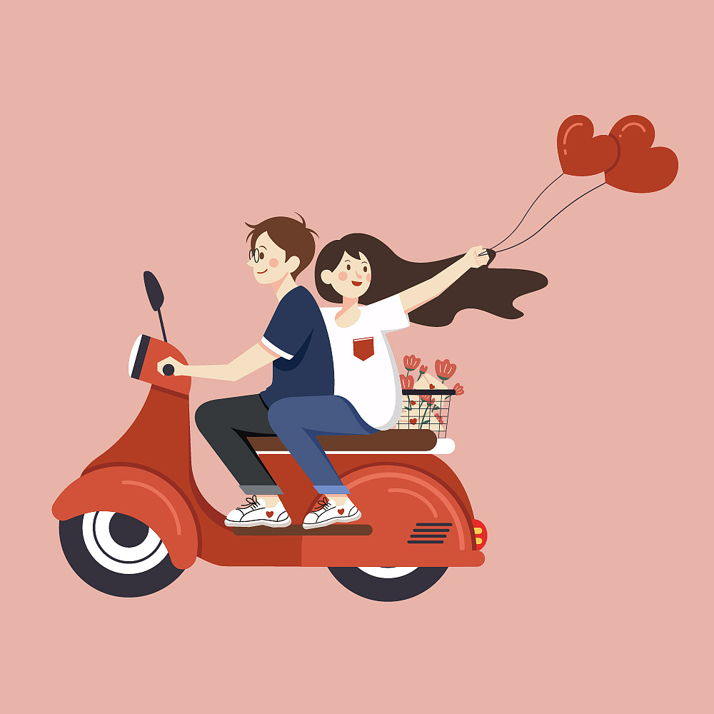 情侣骑单车的卡通头像图片