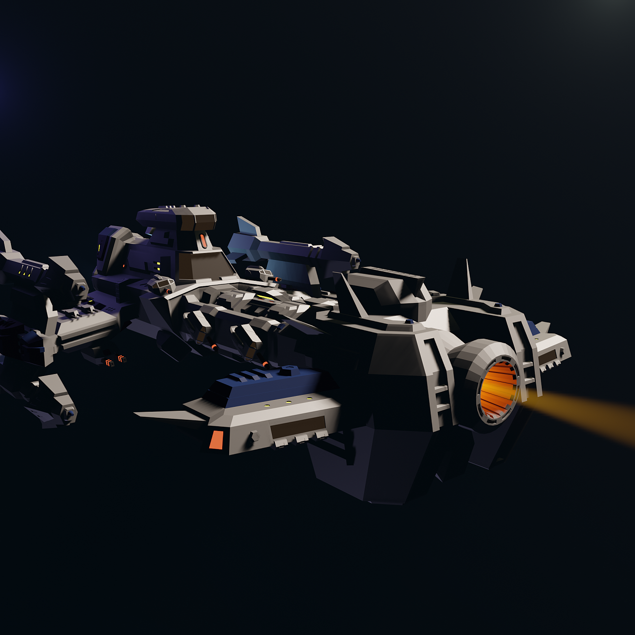 初学建模-临摹了个星际战舰|三维|机械/交通|痛苦的