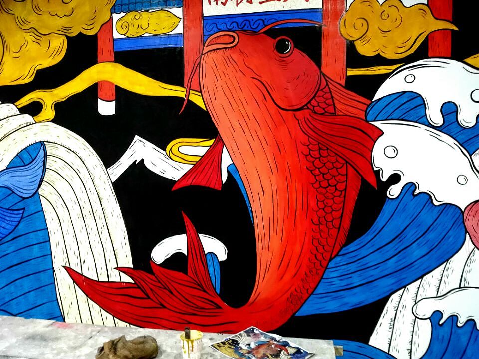 南朝魚府（圖ZMTI1MDE2NTQ0） - 繪畫 - 站酷設(shè)計師天天墻體手繪原創(chuàng)素材 - 站酷ZCOOL