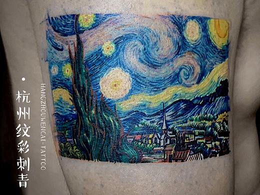 梵高的油画星月夜纹身图案