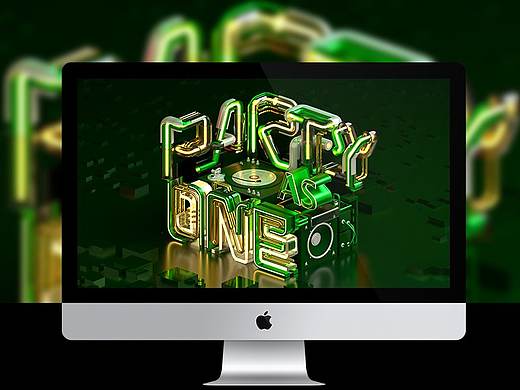 C4D灯管字体设计