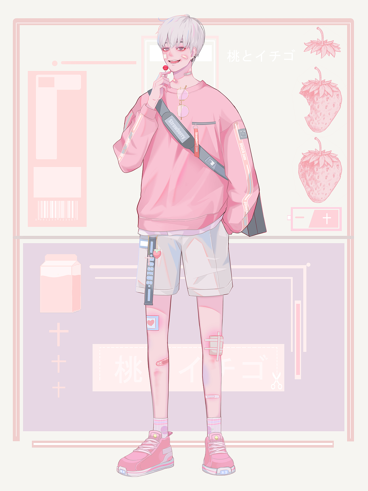 草莓男孩（图ZMTg1MDMwNTA0） - 创作习作 - 站酷设计师peach19原创素材 - 站酷ZCOOL