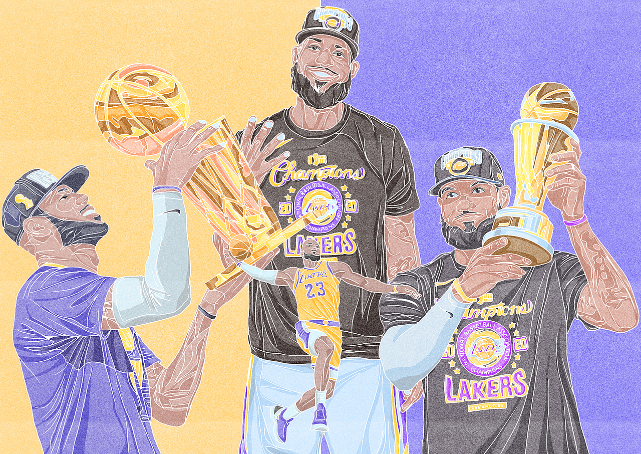 恭喜湖人获得2020年NBA总冠军（图ZMjI3ODIwMjM2） - 新锐潮流插画 - 站酷设计师森特笑虎原创素材 - 站酷ZCOOL