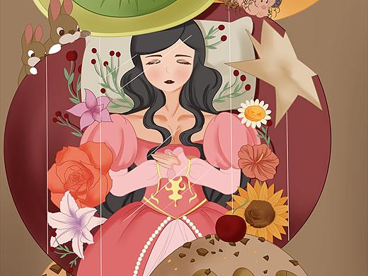 儿童创意插画《美食童话》之《白雪公主》