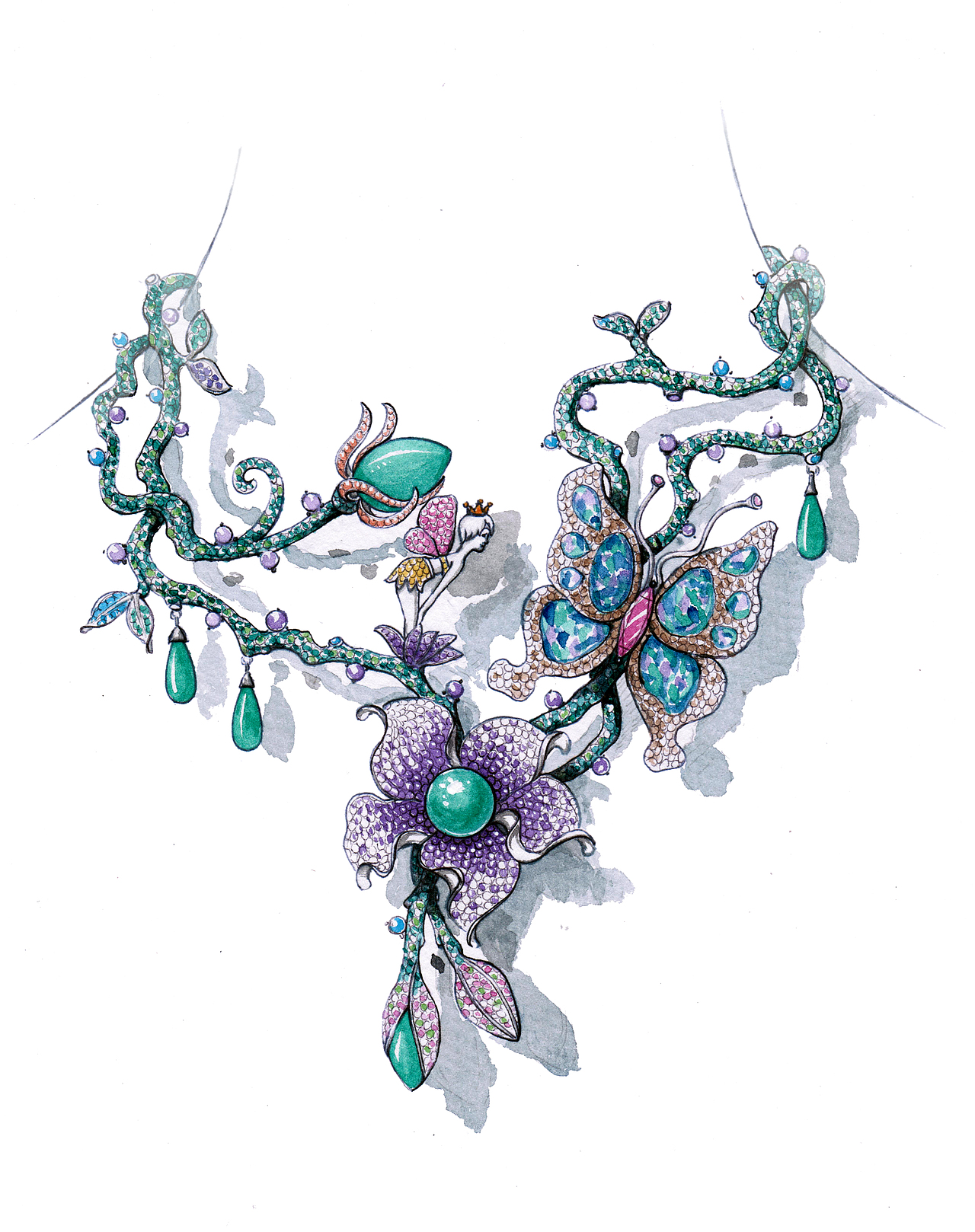 代波军艺术珠宝手绘设计稿