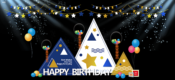 蓝白金主题气球派对设计方案