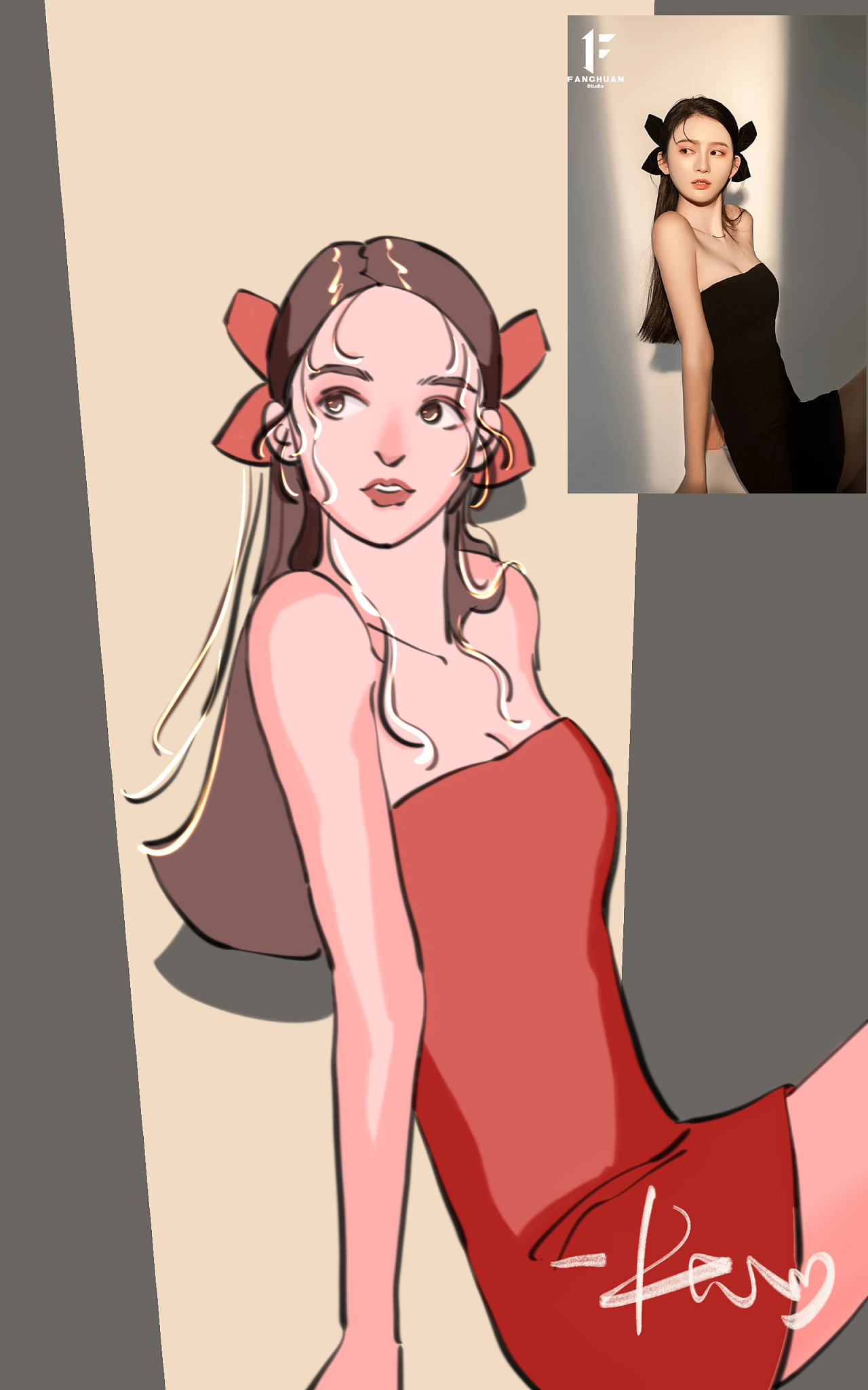 手绘头像 照片转插画