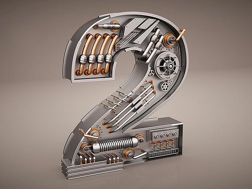 C4D OC渲染机械字临摹