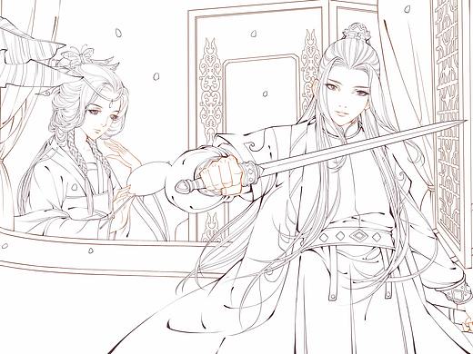 古风插画线稿