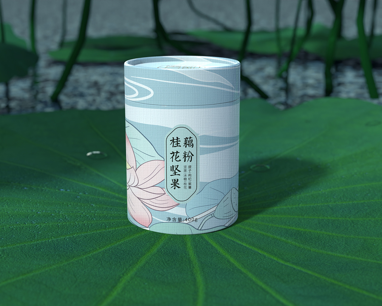 国风包装 插画荷花