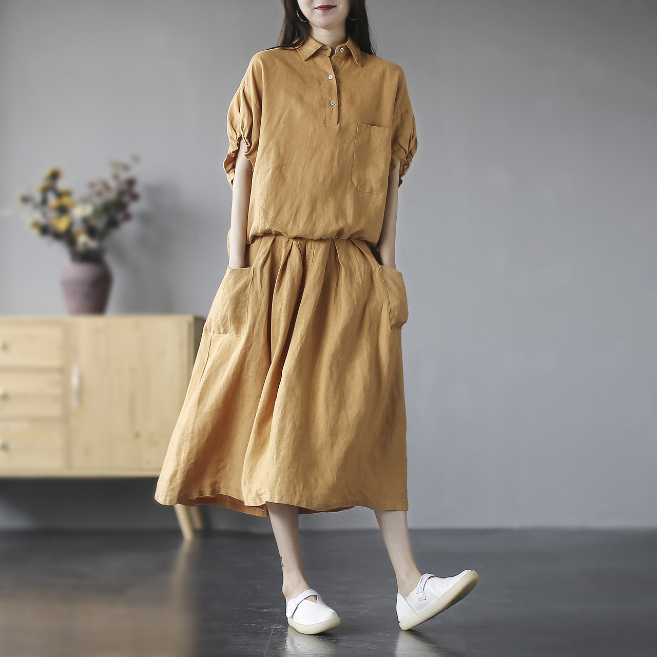 淘宝棉麻女模特摄影