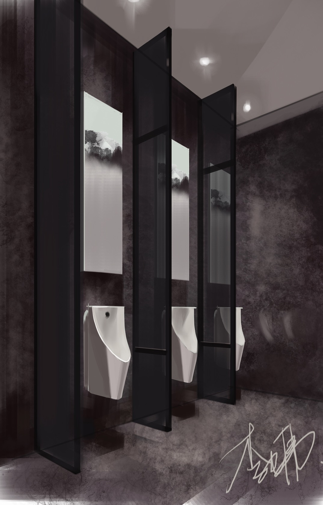 手绘设计名师李卫伟sketchbook售楼处电脑手绘作品分享