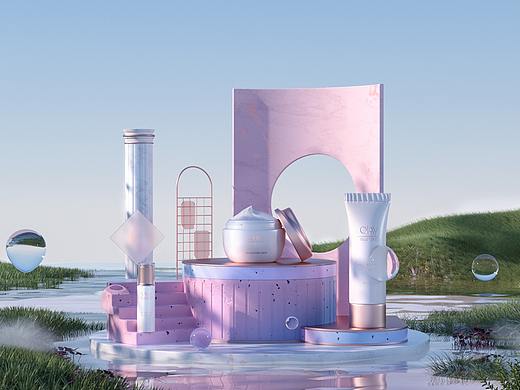 C4D化妆品场景渲染