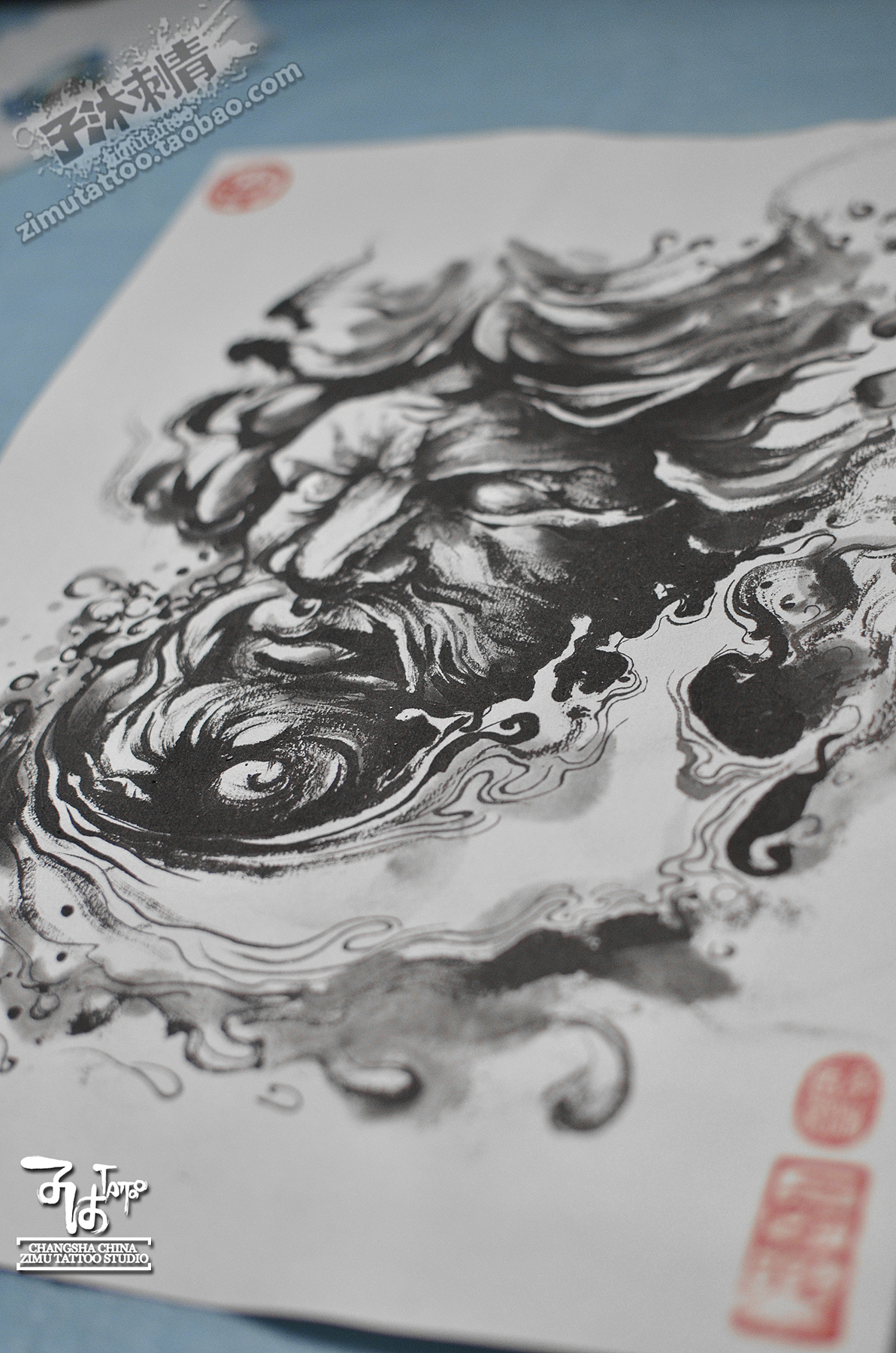 宣纸毛笔也要画素描希腊海神波塞冬