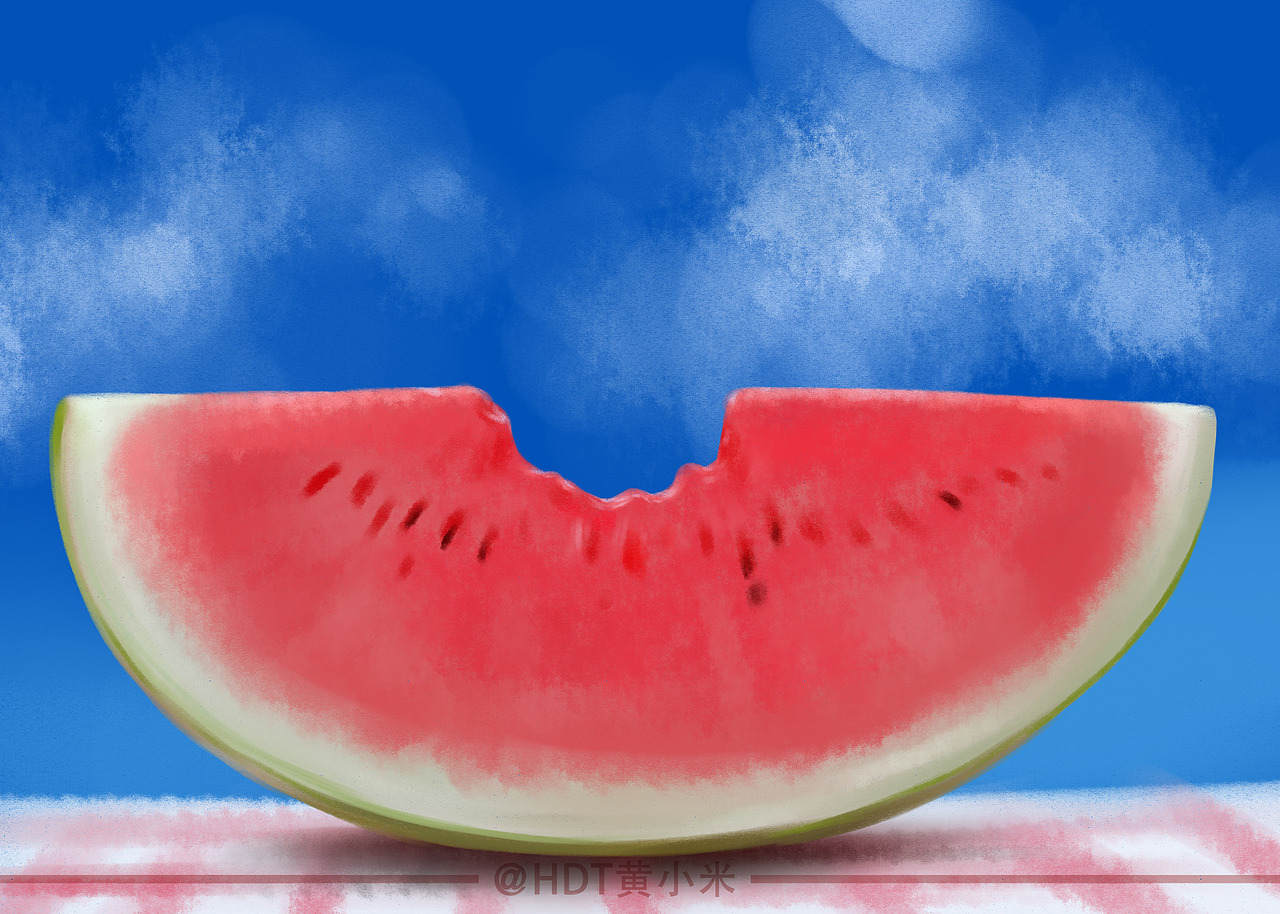 一组噪点写实风格水果插画