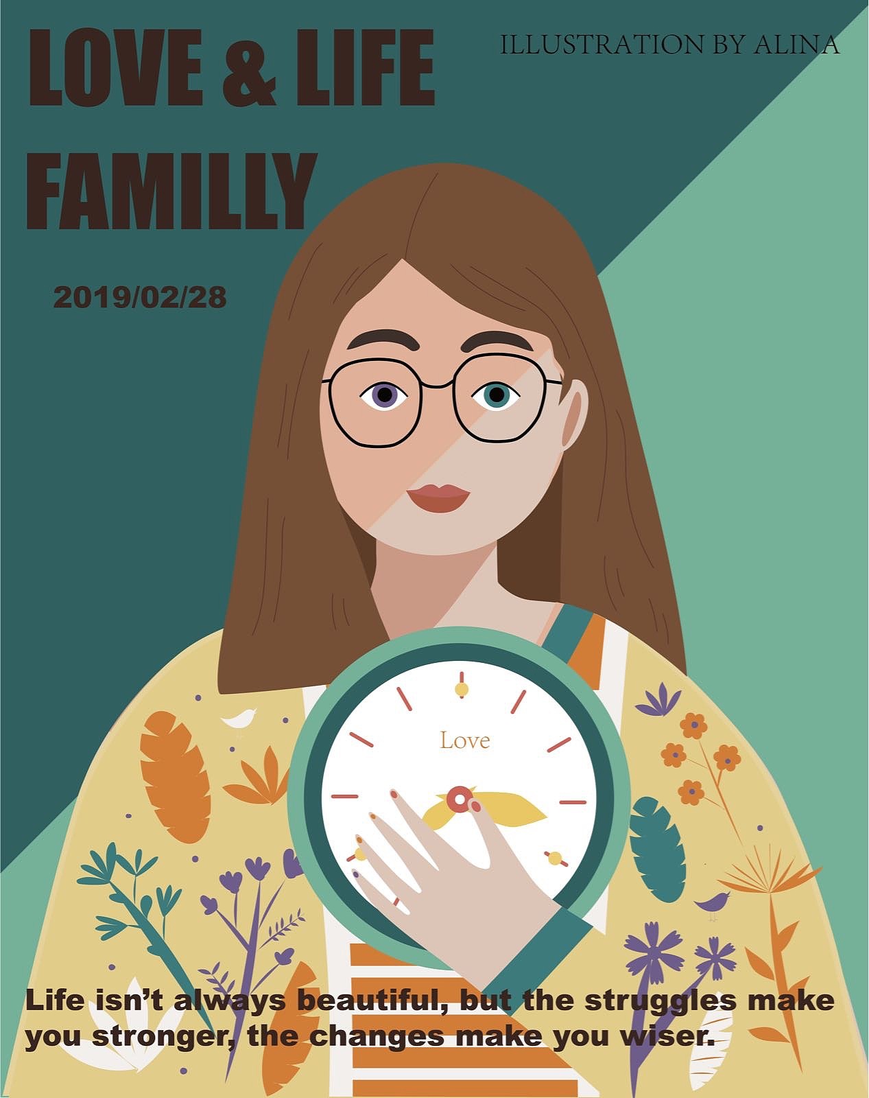 杂志封面插画（图ZMTQ3MjYxMDIw） - 商业插画 - 站酷设计师Alina白白原创素材 - 站酷ZCOOL