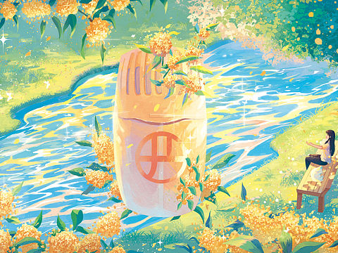 与网易严选桂花香氛合作的地铁站灯箱海报