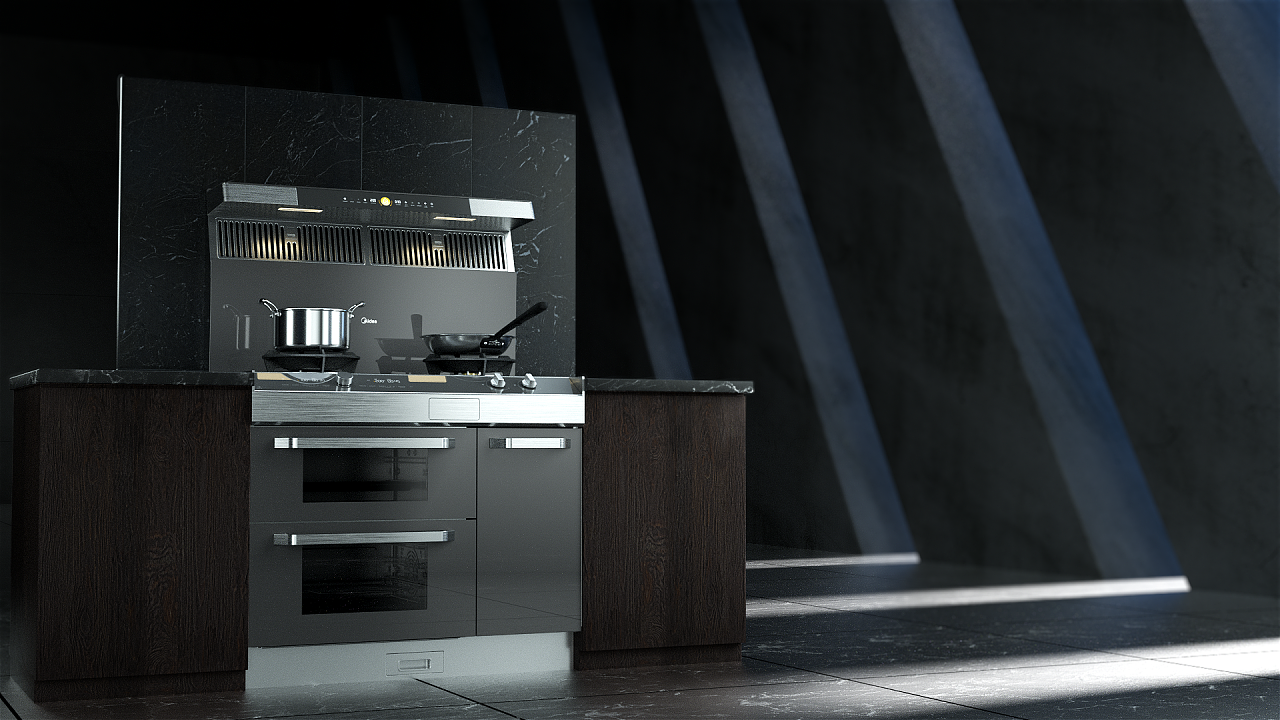 美的新一代大风压蒸汽洗集成灶y36|三维|产品|不及他人 - 原创作品