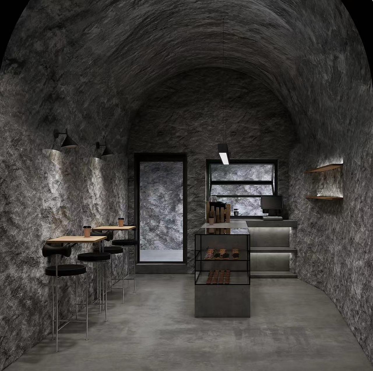 防空洞中的咖啡秘境:邂逅时光的浪漫(效果图设计)